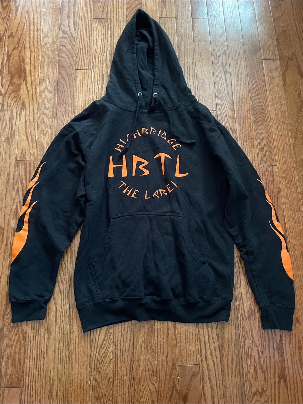 Highbridge Black Hooded Sweatshirt Orange Logo Men’s Sz Medium